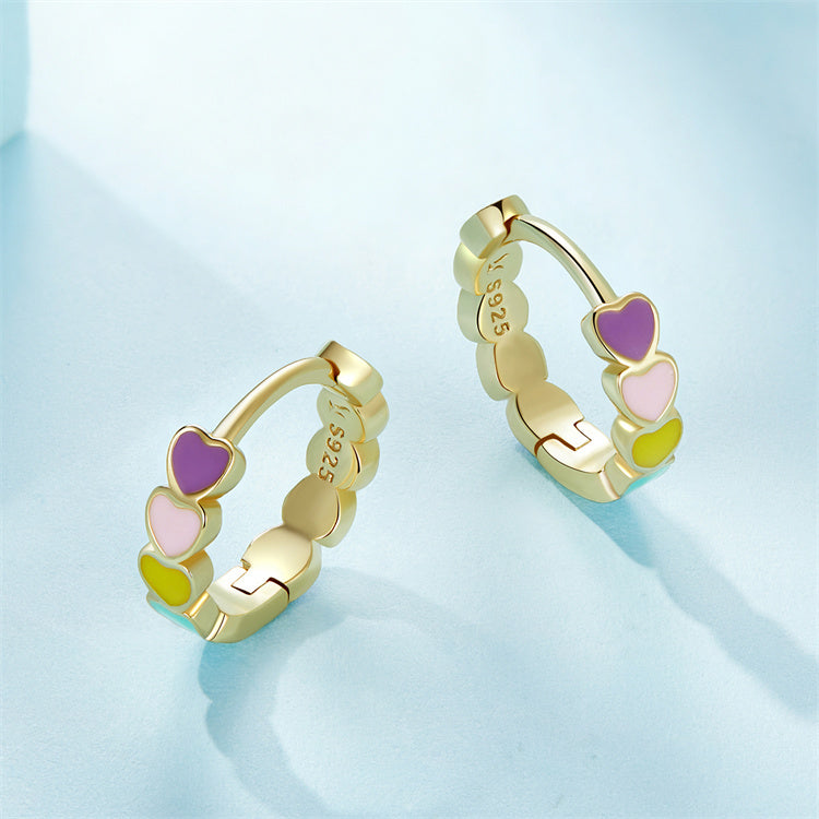 Rainbow Love 14K Gold Huggie Earrings