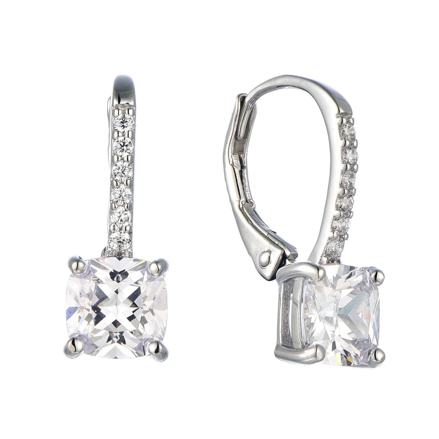 Stunning Square Zirconia Back Drop Earrings