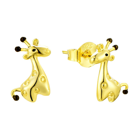 Cute Giraffe Yellow Gold Plated Stud Earrings