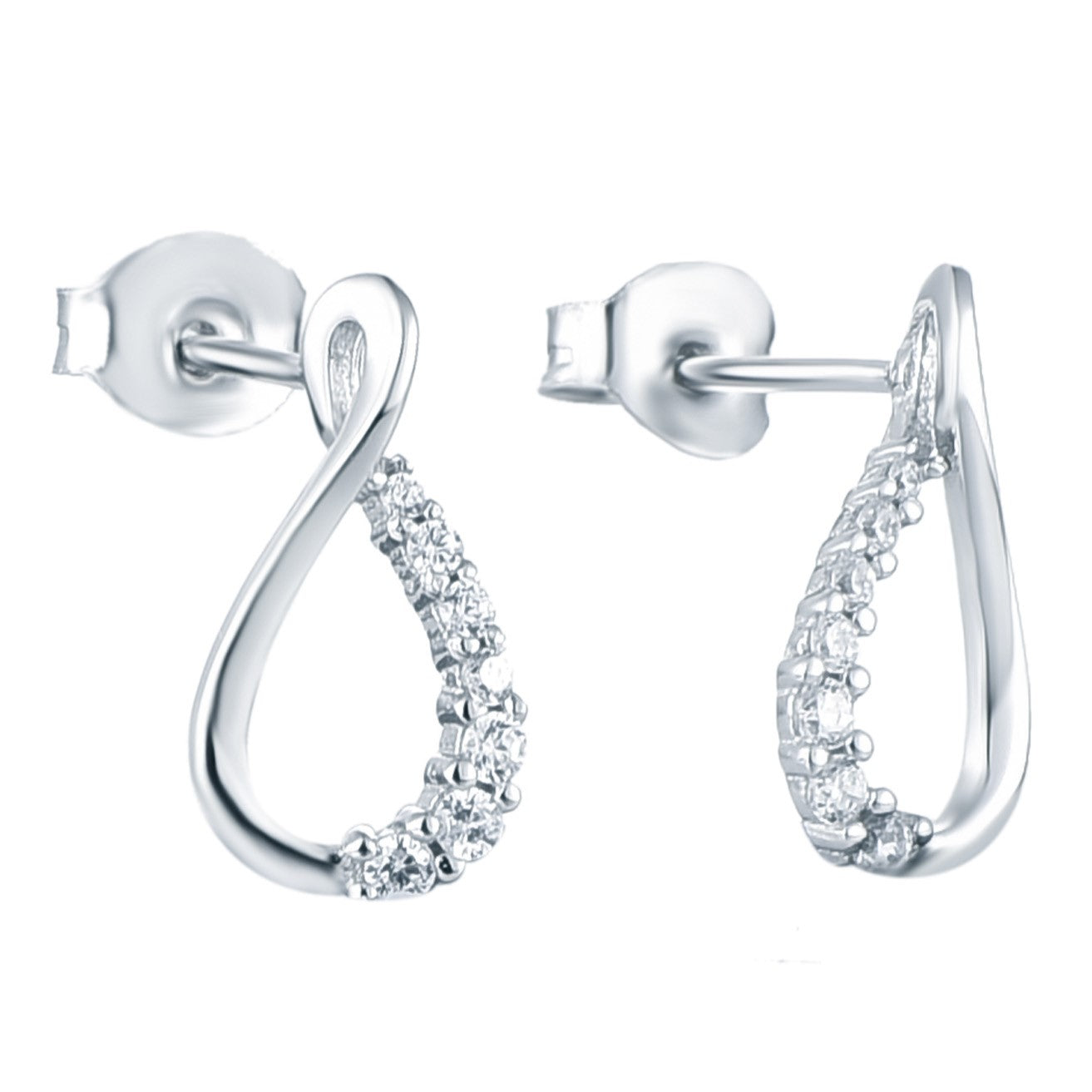 Silver Zirconia Infinity Loop Earrings